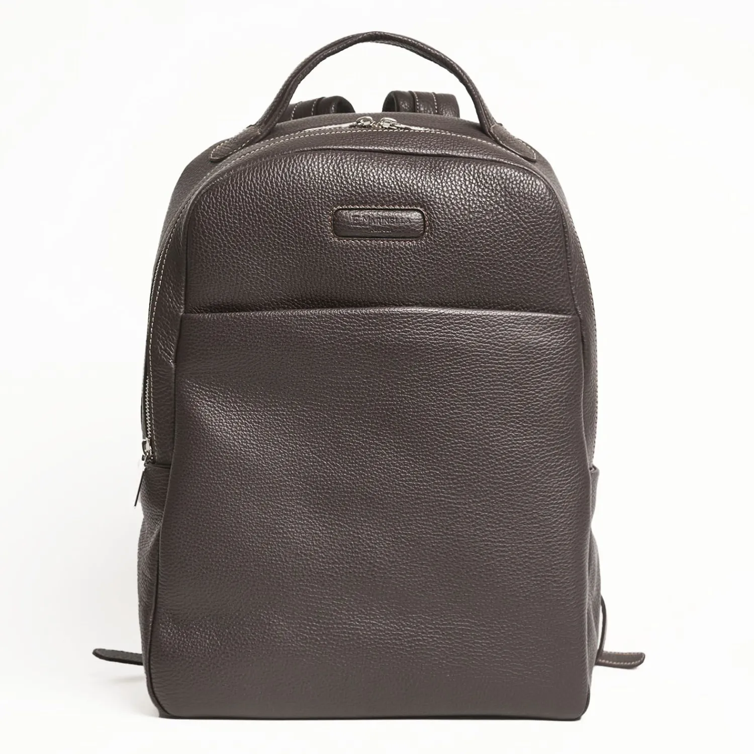 Backpack In Dark Brown Leather With Reinforced Back Panel>E.Marinella Clearance