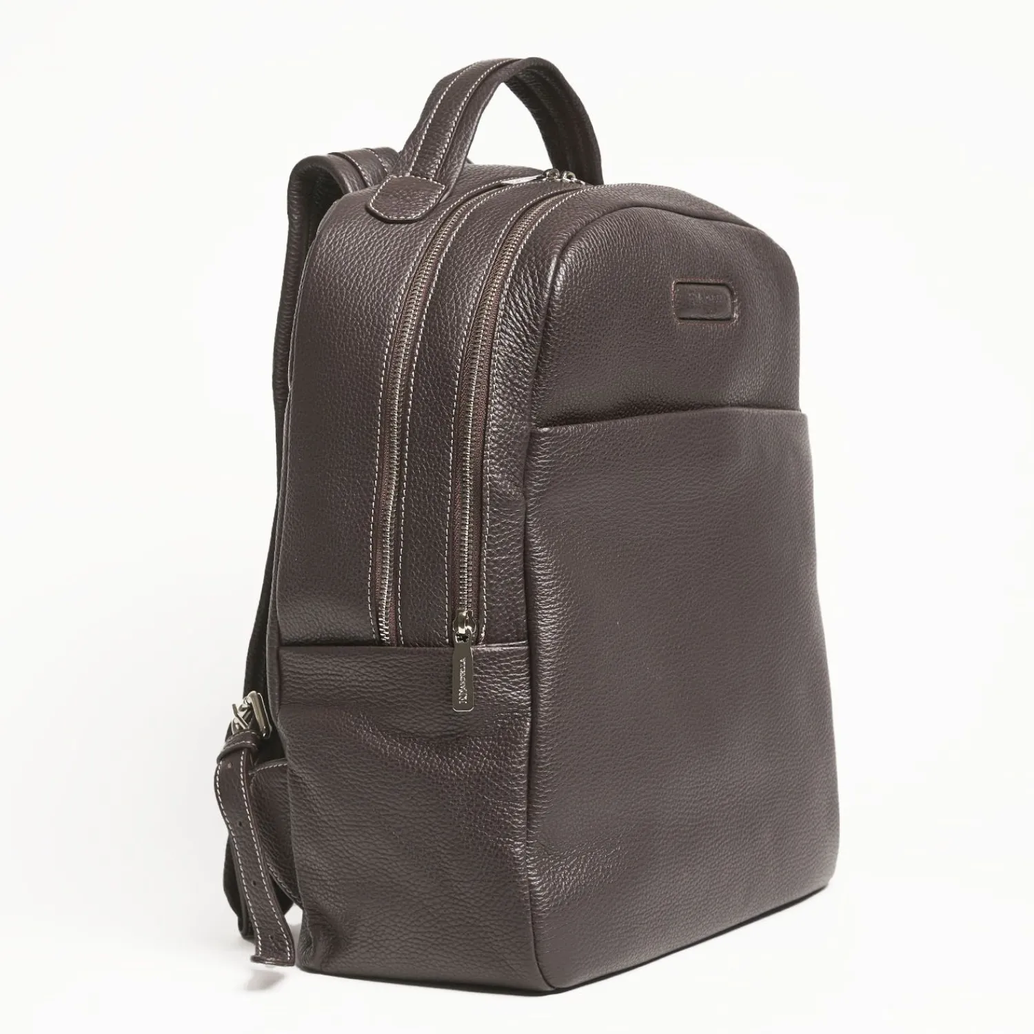 Backpack In Dark Brown Leather With Reinforced Back Panel>E.Marinella Clearance