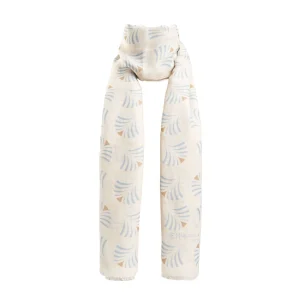 Beige Cotton And Linen Scarf - Light Blue Fans>E.Marinella Shop