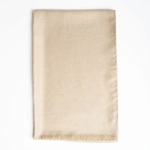 Beige Em Logo Scarf In Wool And Cashmere>E.Marinella Store