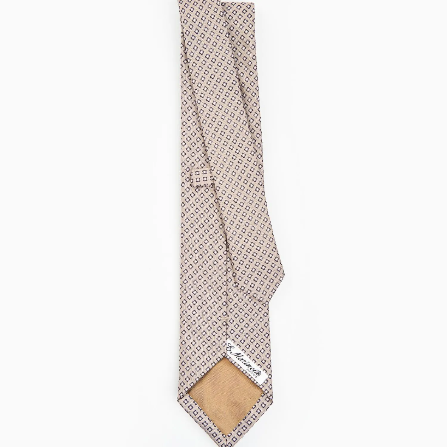Beige Sartorial Jacquard Silk Tie - Small Flower Pattern>E.Marinella Outlet