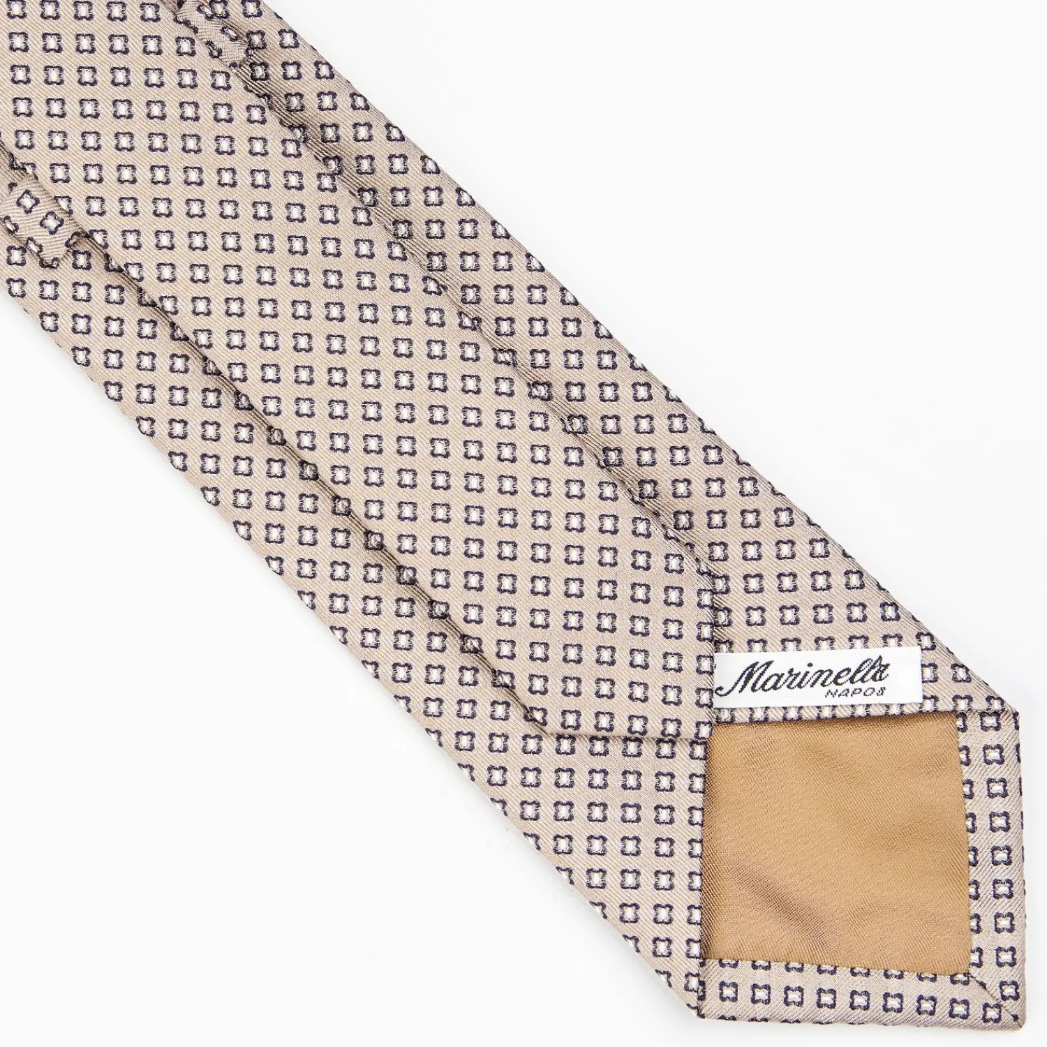 Beige Sartorial Jacquard Silk Tie - Small Flower Pattern>E.Marinella Outlet