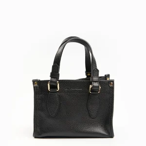 Black Mini Shopping Bag In Hammered Leather>E.Marinella Best