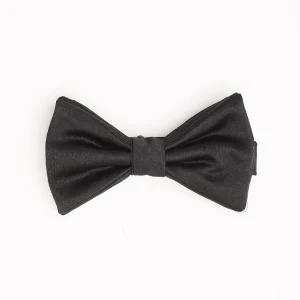 Black Pre-Knotted Silk Satin Bowtie - Solid Color>E.Marinella New