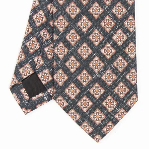 Black Sartorial Cotton And Silk Tie - Large Flower Pattern>E.Marinella Fashion