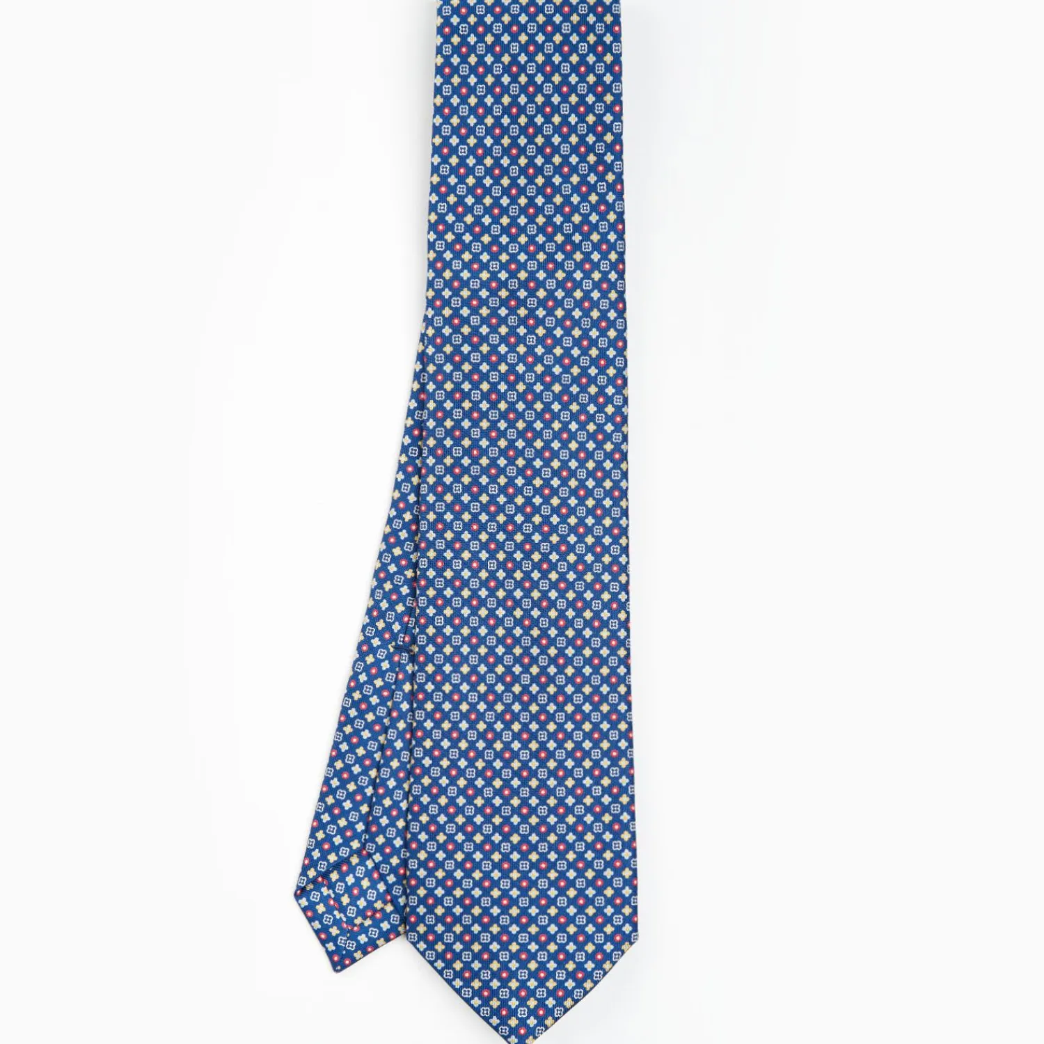 Blue 5 Fold Sartorial Silk Tie - Small Flower Pattern>E.Marinella Store