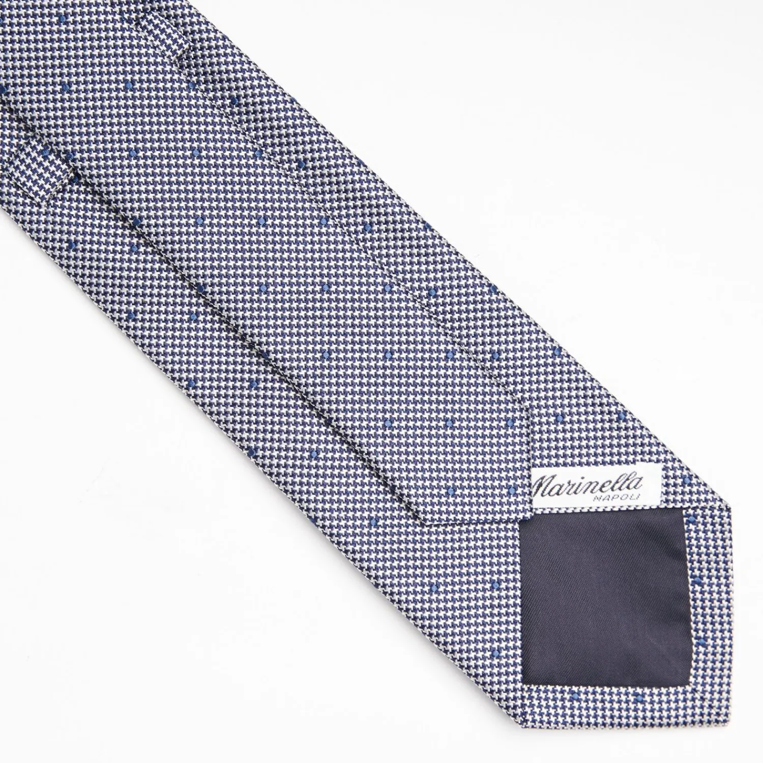 Blue Ceremonial Jacquard Silk Tie Polka Dot Pattern>E.Marinella New