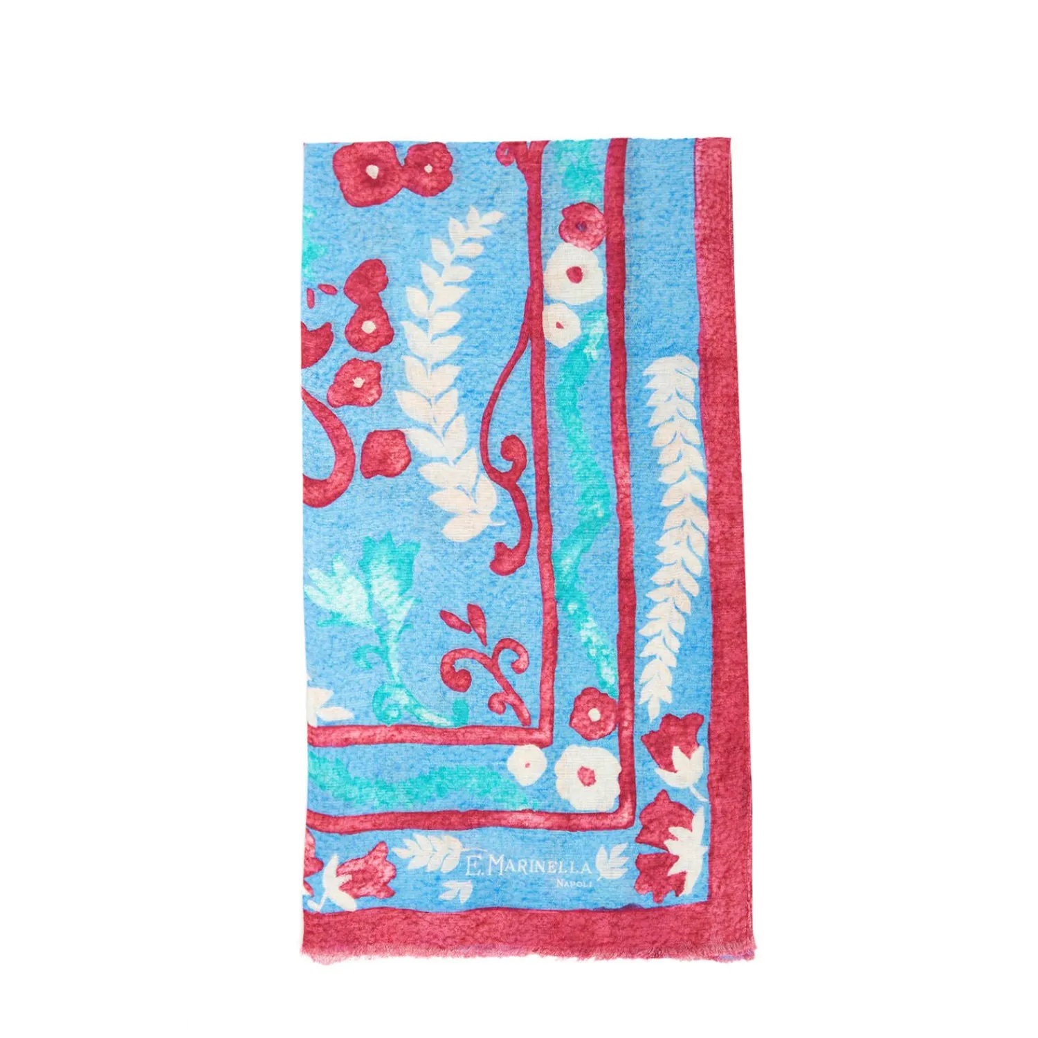 Blue Cotton And Linen Scarf - Summer Vibes>E.Marinella Outlet