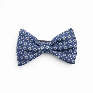 Blue Pre-Knotted Silk Bowtie- Large Geometric Pattern>E.Marinella Store