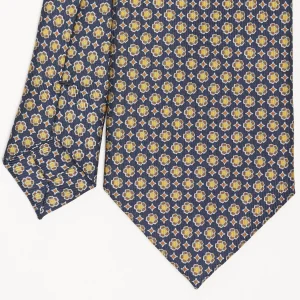 Blue Sartorial Classic Silk Tie Large Flower Pattern>E.Marinella Store