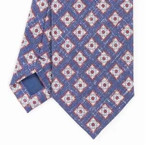 Blue Sartorial Cotton And Silk Tie - Large Flower Pattern>E.Marinella Online