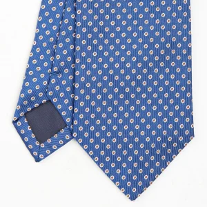 Blue Sartorial Jacquard Silk Tie - Small Geometric Designs>E.Marinella New