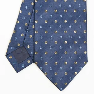 Blue Sartorial Jacquard Silk Tie - Small Flower Designs>E.Marinella Hot