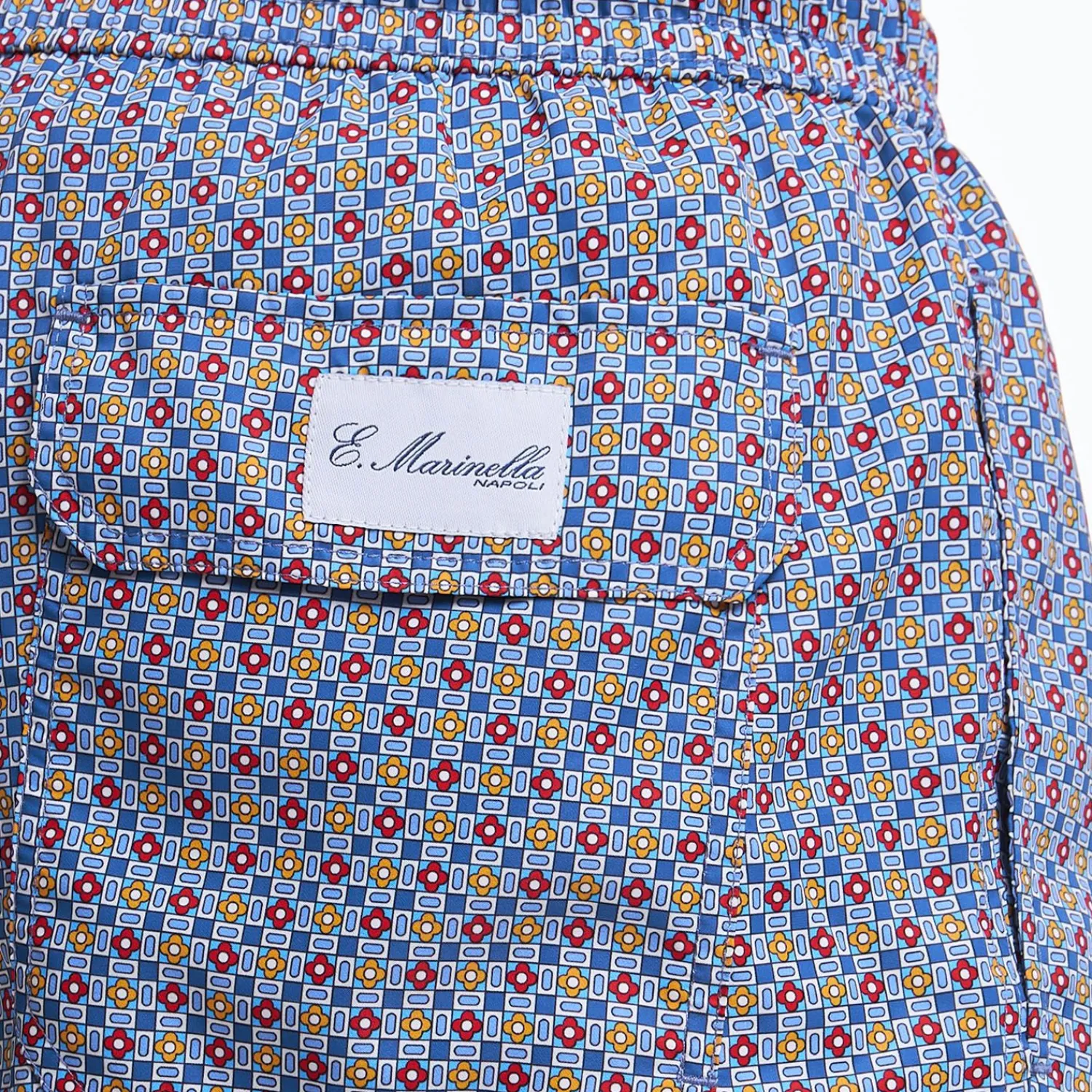 Blue Swim Short - Small Flower Pattern>E.Marinella Cheap