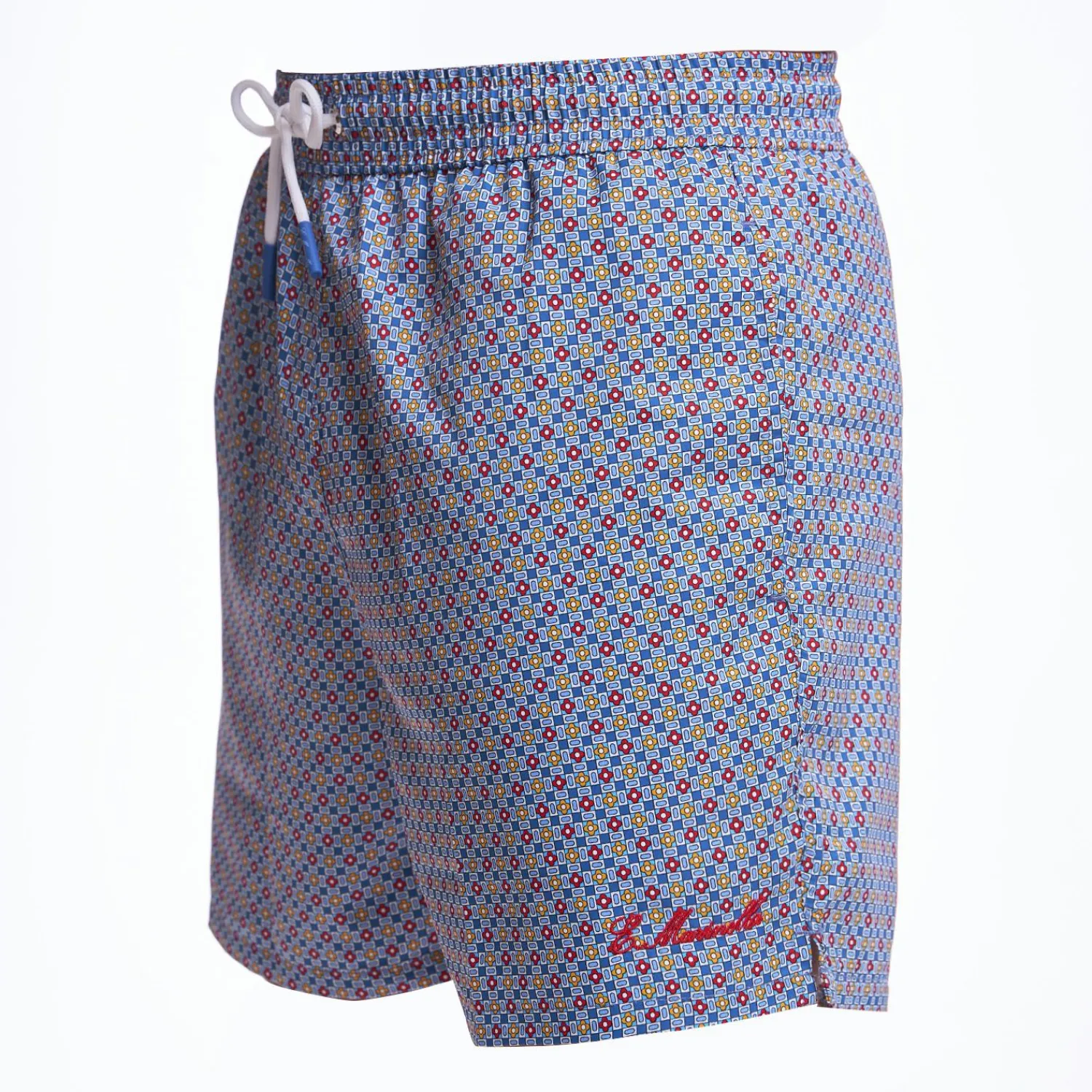Blue Swim Short - Small Flower Pattern>E.Marinella Cheap