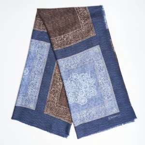 Blue Wool And Silk Stole Alternate Checks>E.Marinella Hot