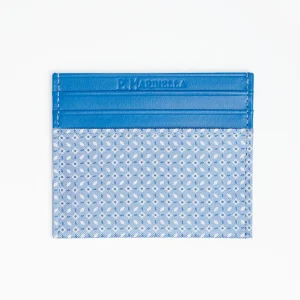 Bluette Leather And Silk Credit Card Holder - 5 Compartments>E.Marinella Store