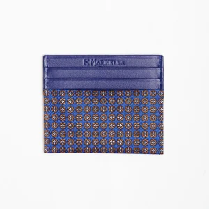 Bluette Leather And Silk Credit Card Holder - 5 Compartments>E.Marinella Store