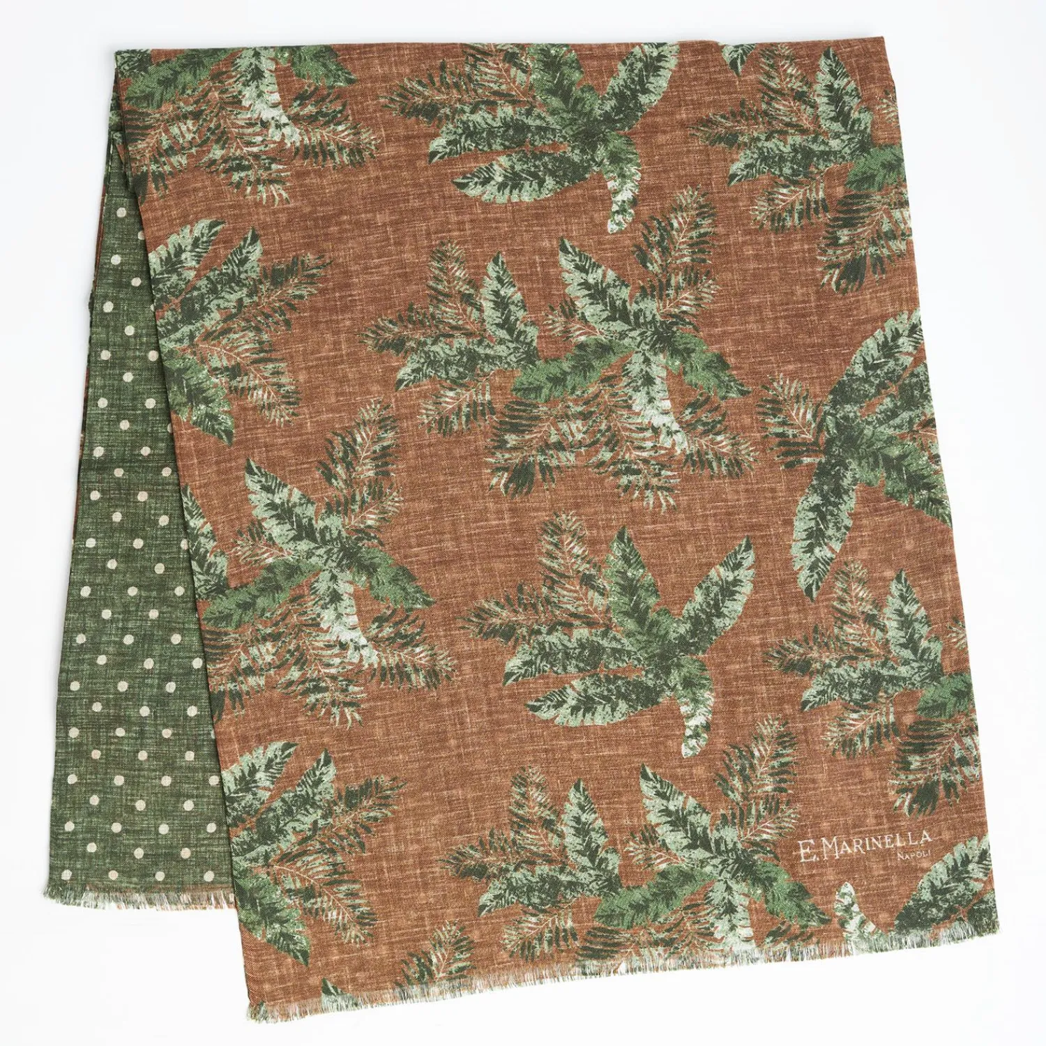 Brown And Green Wool And Silk Scarf>E.Marinella Cheap