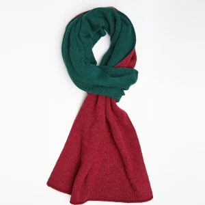 Burgundy And Dark Green Two-Tone Solid Cashmere Neck Warmer>E.Marinella New