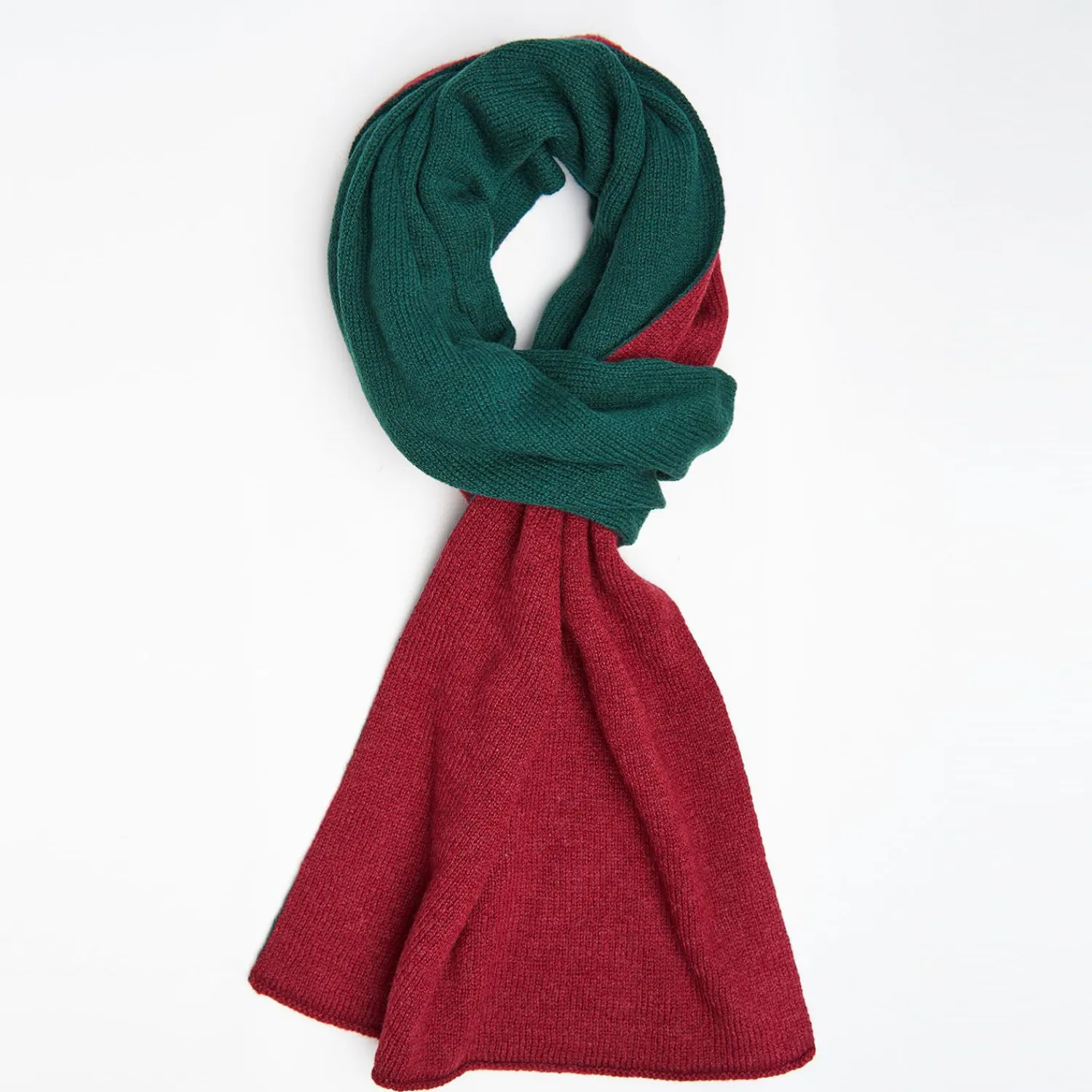 Burgundy And Dark Green Two-Tone Solid Cashmere Neck Warmer>E.Marinella New