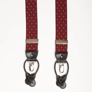 Burgundy Braces With Small Geometric Design>E.Marinella Online
