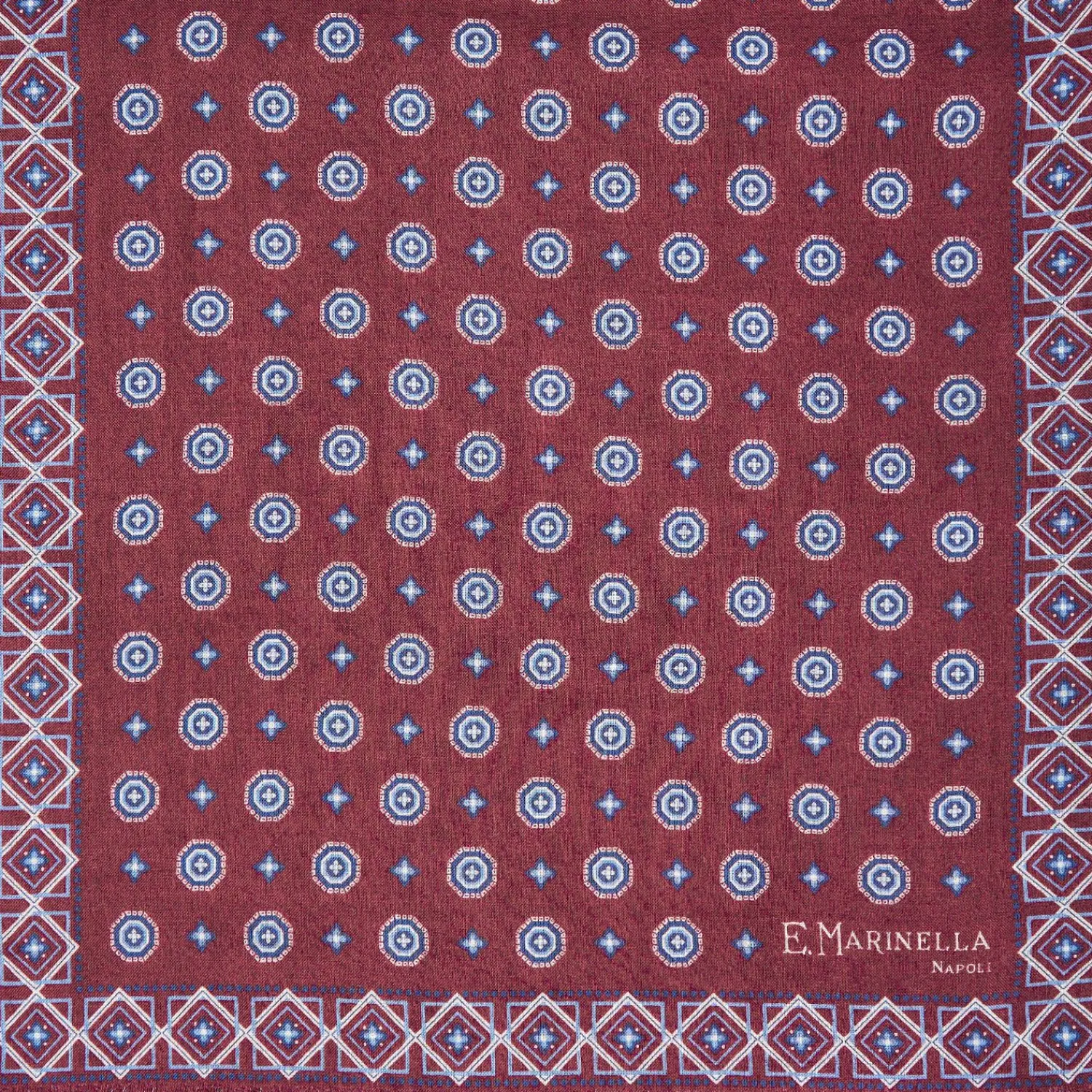 Burgundy Double Patterned Wool And Silk Scarf>E.Marinella Hot