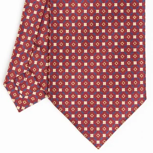 Burgundy Extra Long Sartorial Silk Tie Small Flower Pattern>E.Marinella Best