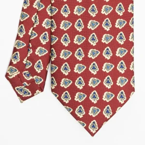 Burgundy Heritage Collection Silk Tie - Large Flower Pattern>E.Marinella Hot