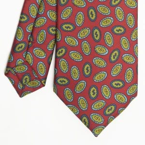 Burgundy Heritage Retro Collection Silk Tie - Large Geometric Pattern>E.Marinella Discount
