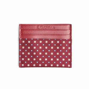 Burgundy Leather And Silk Credit Card Holder 5 Compartments>E.Marinella Outlet