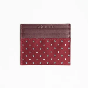 Burgundy Leather And Silk Credit Card Holder - 5 Compartments>E.Marinella Best Sale