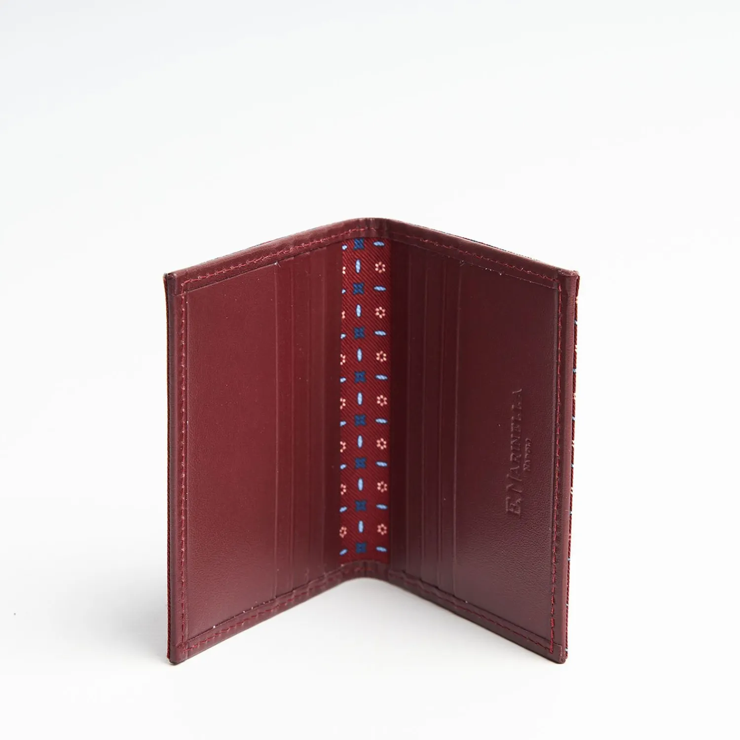 Burgundy Leather Folding Card Holder - 10 Compartments>E.Marinella Fashion