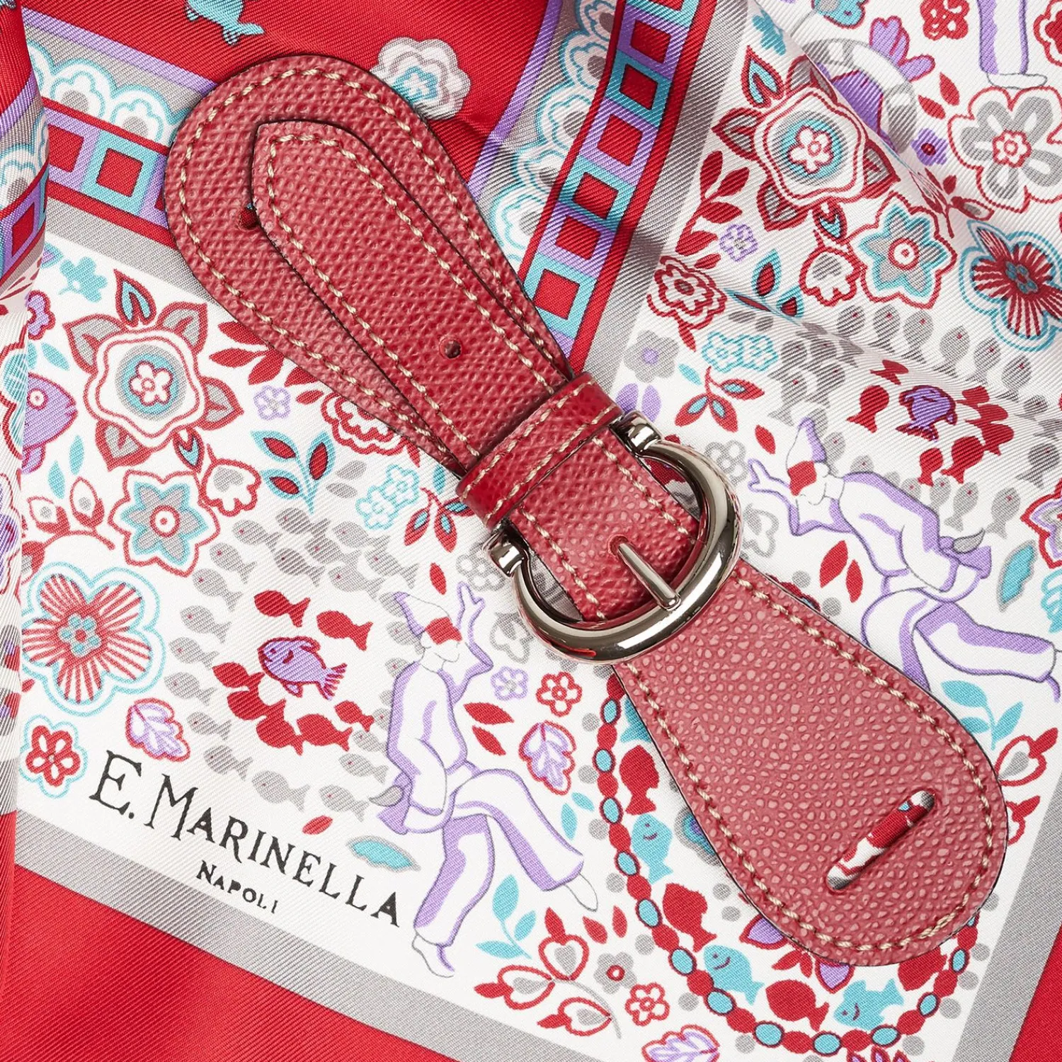 Burgundy Leather Scarf-Buckle>E.Marinella Best