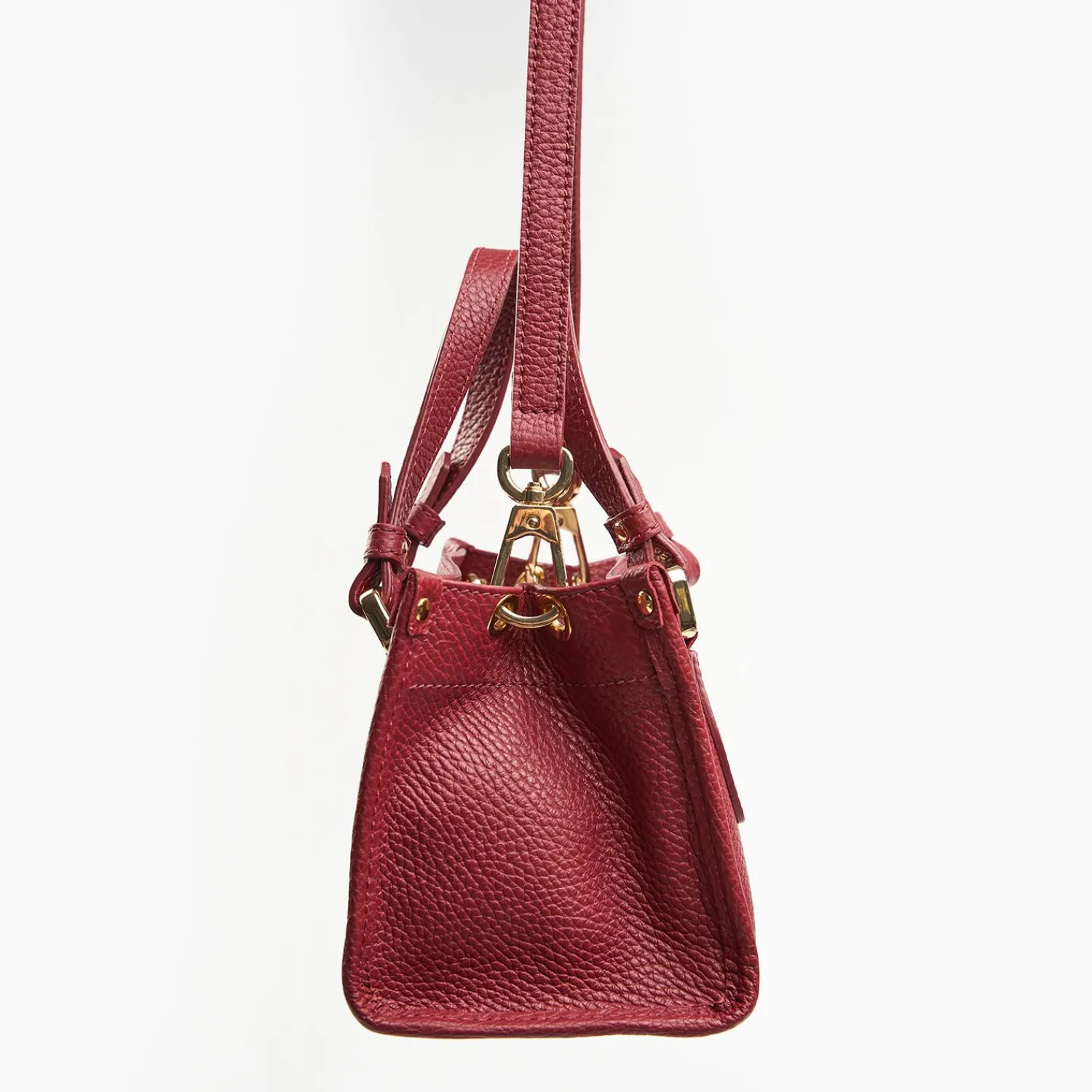 Burgundy Mini Shopping Bag In Hammered Leather>E.Marinella Outlet