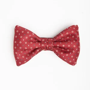 Burgundy Pre-Knotted Silk Bowtie - Small Geometric Pattern>E.Marinella Best