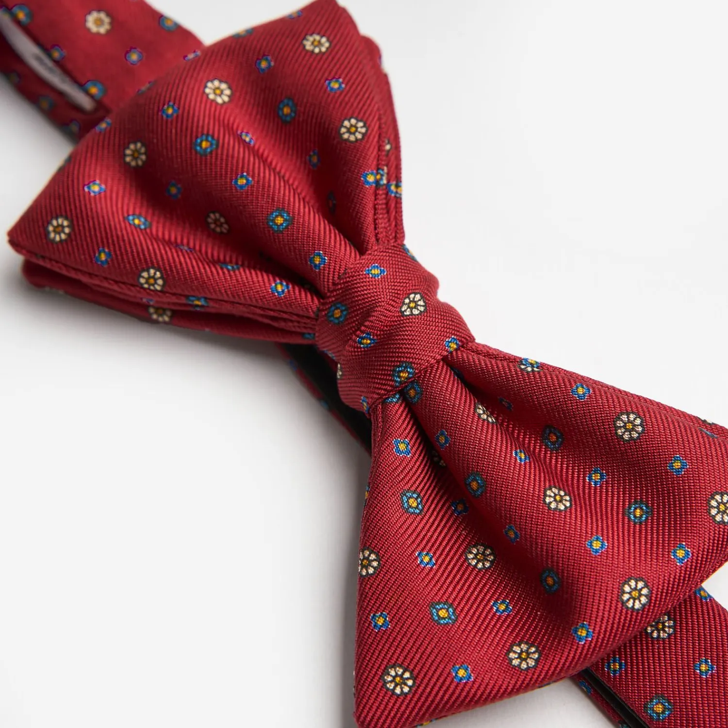 Burgundy Pre-Knotted Silk Bowtie- Small Flower Pattern>E.Marinella Hot