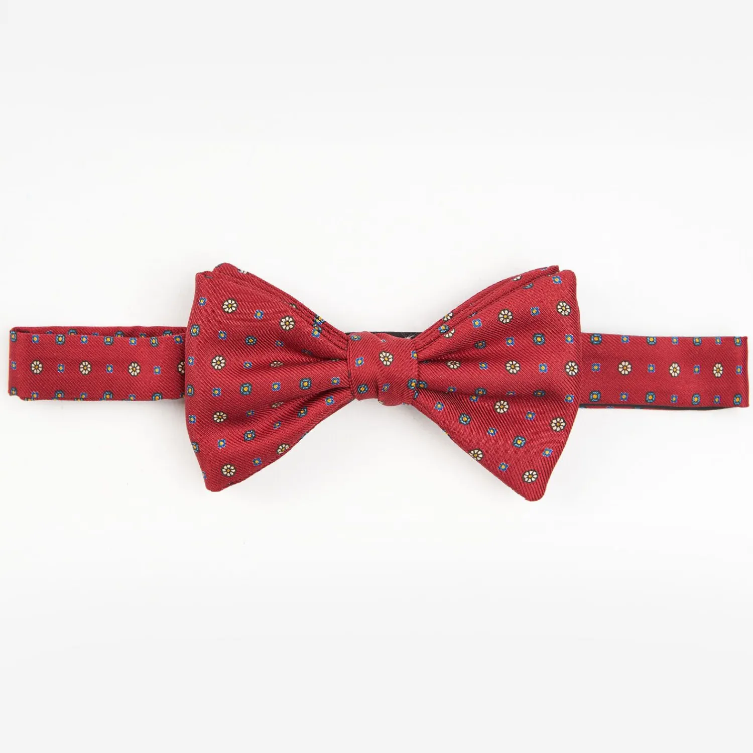 Burgundy Pre-Knotted Silk Bowtie- Small Flower Pattern>E.Marinella Hot