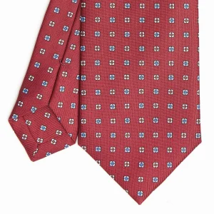 Burgundy Sartorial Classic Silk Tie Small Flower Pattern>E.Marinella Cheap