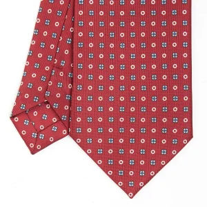Burgundy Sartorial Classic Silk Tie - Small Flower Designs>E.Marinella Store