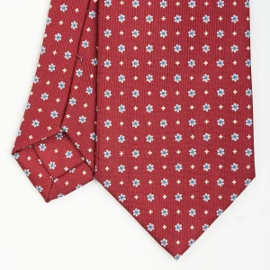 Burgundy Sartorial Classic Silk Tie - Small Flower Pattern>E.Marinella Shop