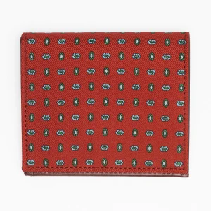 Burgundy Small Wallet In Silk And Leather>E.Marinella New