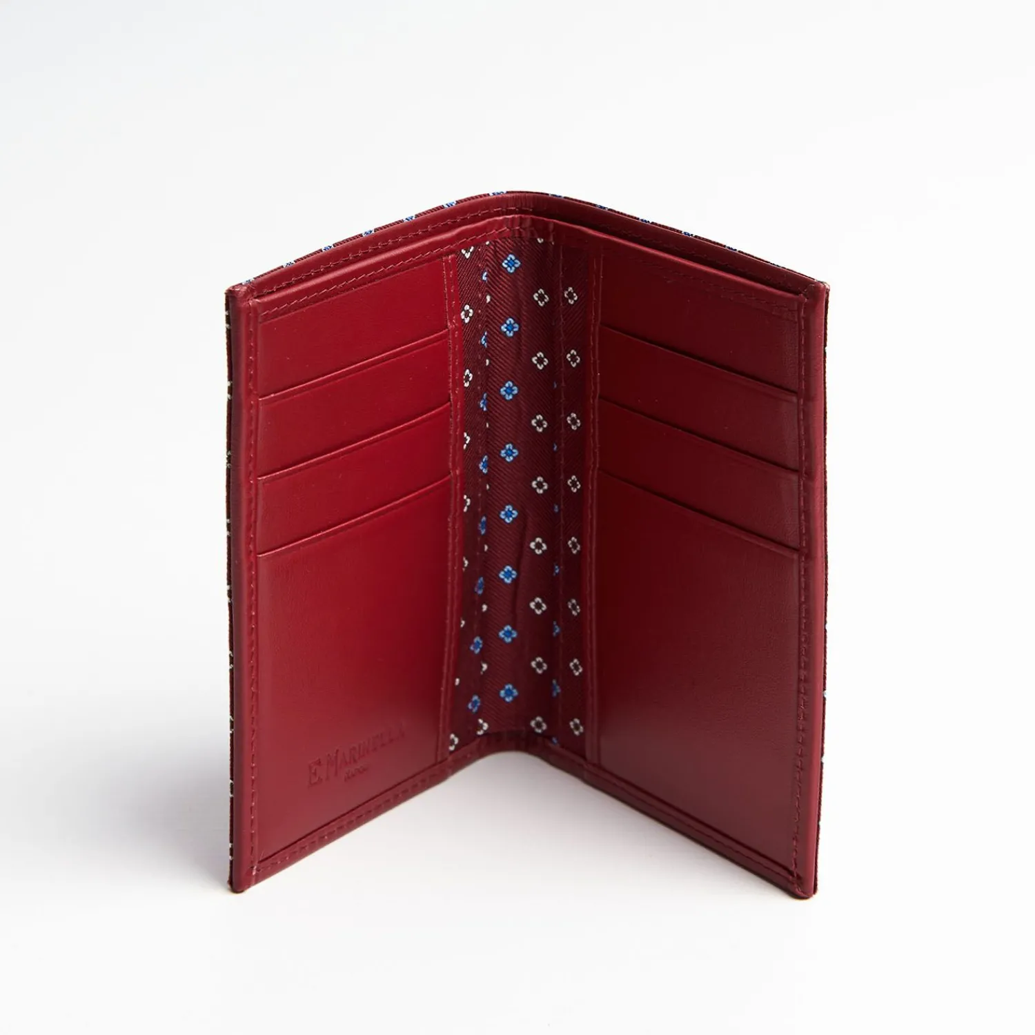 Burgundy Vertical Wallet In Silk And Leather>E.Marinella Sale
