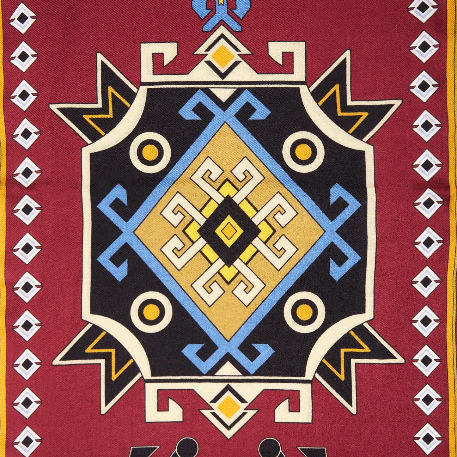 Burgundy Wool And Silk Scarf With Geometric Design>E.Marinella Flash Sale