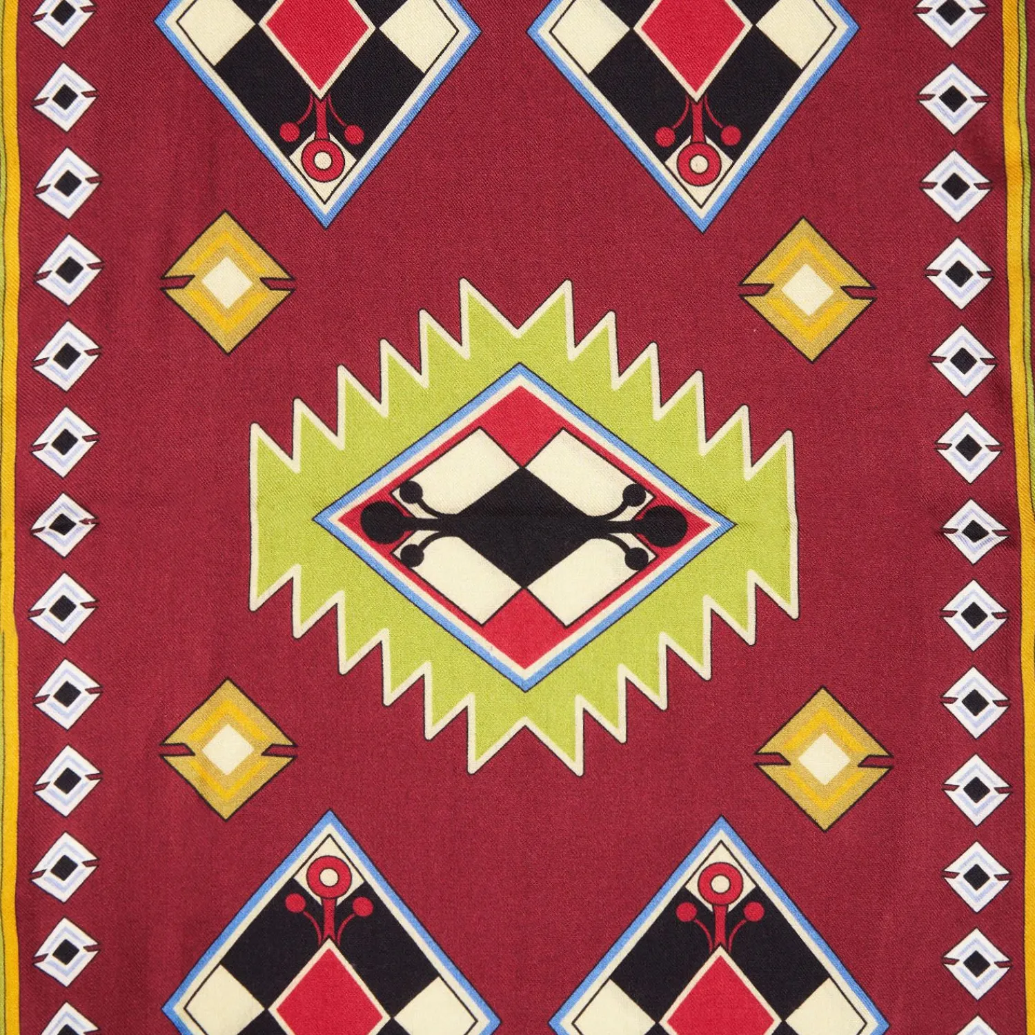 Burgundy Wool And Silk Scarf With Geometric Design>E.Marinella Flash Sale