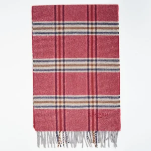 Burgundy Wool Plaid Scarf With Bangs>E.Marinella Store