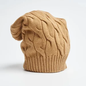Cable-Knit Camel Wool Hat>E.Marinella Clearance