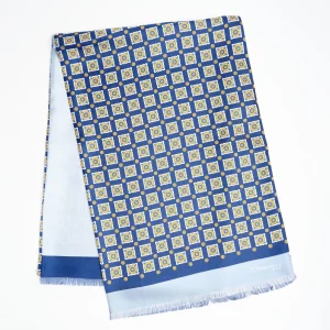 Dark And Light Blue Double Silk Scarf>E.Marinella Store