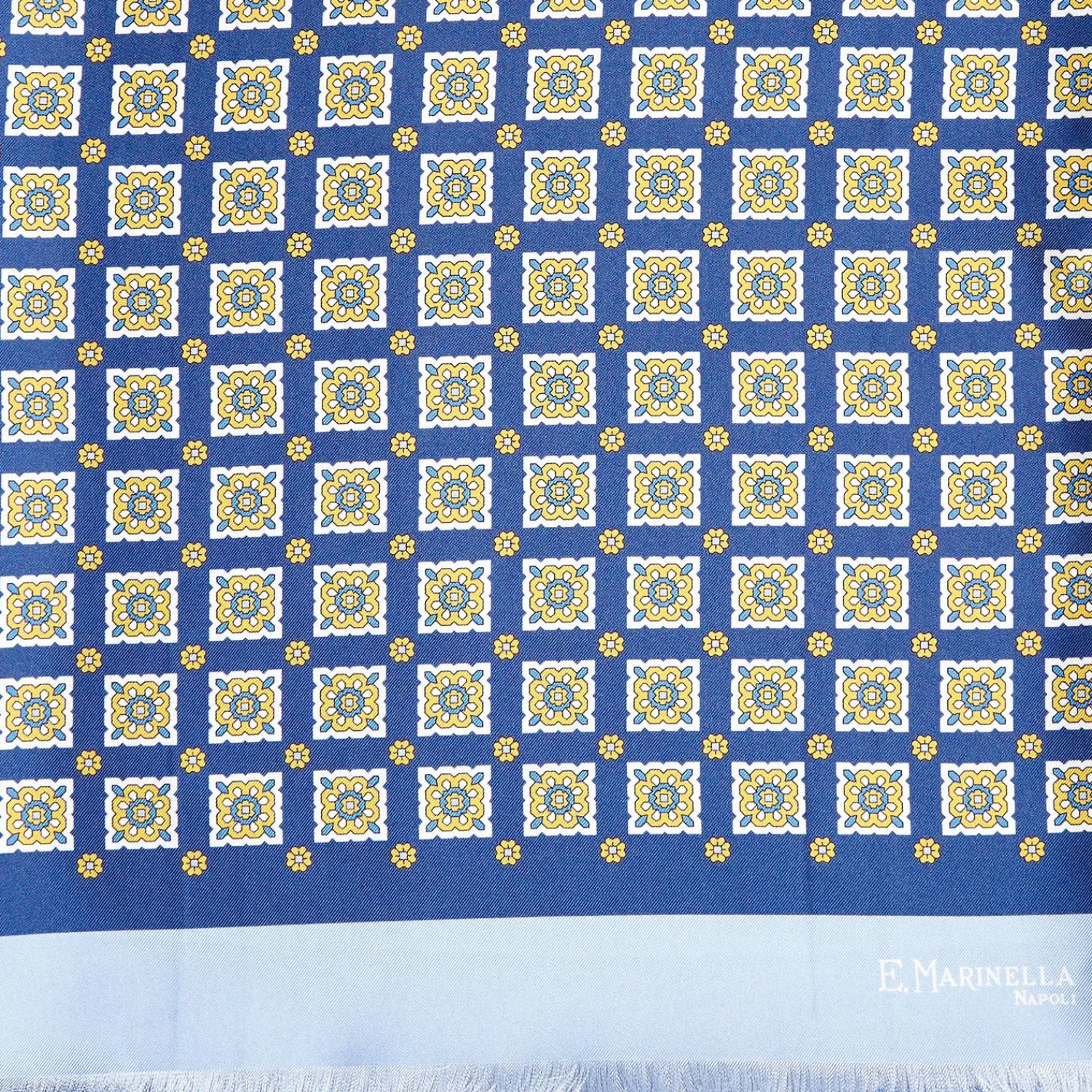 Dark And Light Blue Double Silk Scarf>E.Marinella Store