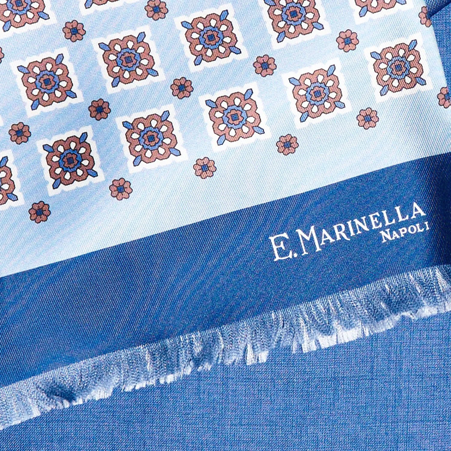 Dark And Light Blue Double Silk Scarf>E.Marinella Outlet